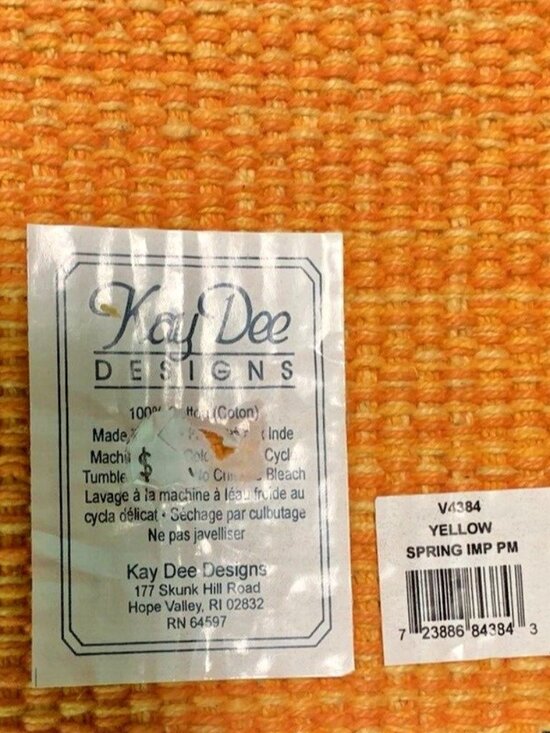 Vintage 100% COTTON WOVEN ORANGE FRINGE PLACEMAT Set of 6 NWT KAY DEE DESIGNS - Picture 3 of 10